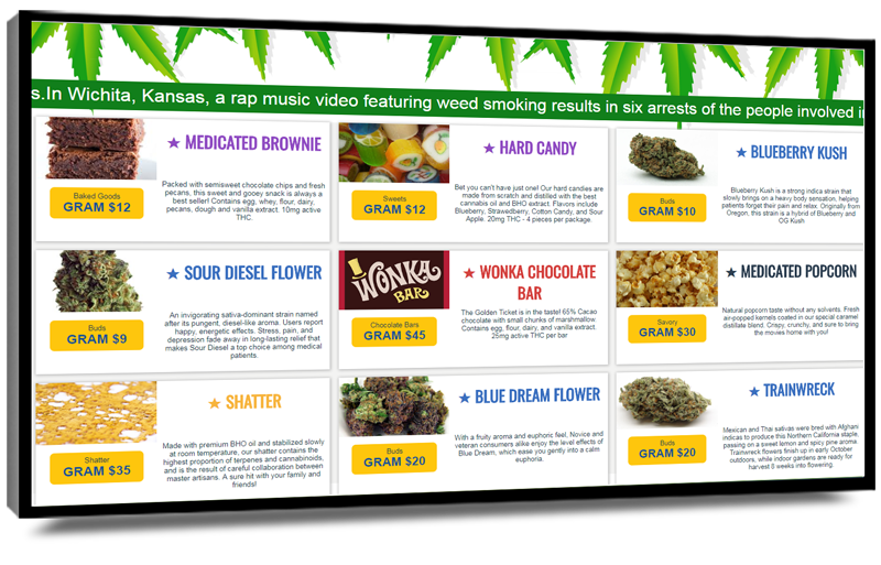 POS-integrated digital menu boards for cannabis dispensaries - Mvix digital signage