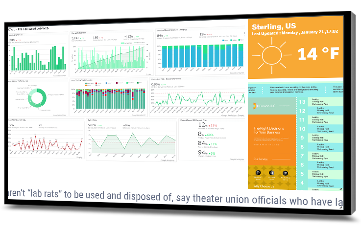 Mvix Adds Over 150 Business Data Sources to Digital Signage Software. Create dashboards and deploy to digital signage screens